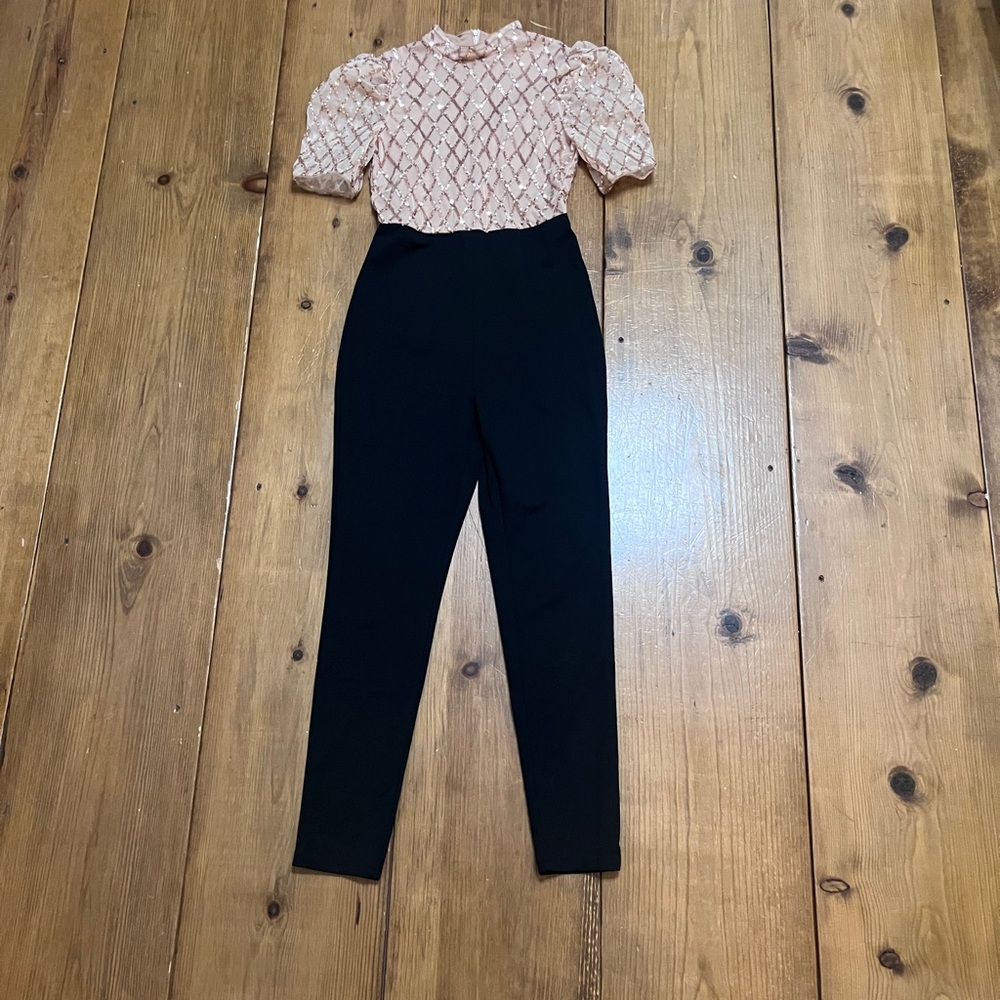 SHEIN Rose Gold and Black Jumpsuit with Slim Fit
